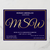 Blue Gold MSW Afstuderen Folie Uitnodiging (Voorkant)