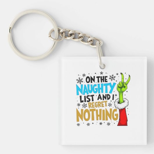 Blue & Gold Naughty List Christmas Creature Design Sleutelhanger (voorkant)