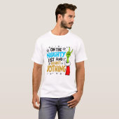 Blue & Gold Naughty List Christmas Creature Design T-shirt (Voorkant volledig)