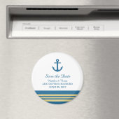 Blue Gold Nautical Anchor Save the Date Magnet (Insitu (Vaatwasser))