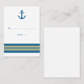 Blue Gold Nautical Anchor Weddenschapskaarten Plaatskaartje (Voorkant / Achterkant)