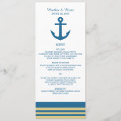 Blue Gold Nautical Anchor Wedding Menu (Voorkant)