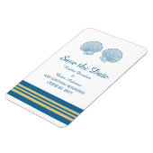 Blue Gold Nautical Seashells Save the Date Magneet (Linkerzijde)