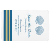 Blue Gold Nautical Seashells Save the Date Magneet (Horizontaal)