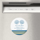 Blue Gold Nautical Seashells Save the Date Magnet (Insitu (Vaatwasser))