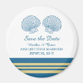 Blue Gold Nautical Seashells Save the Date Magnet (Voorkant)