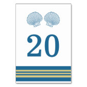 Blue Gold Nautical Seashells Table Kaart (Achterkant)