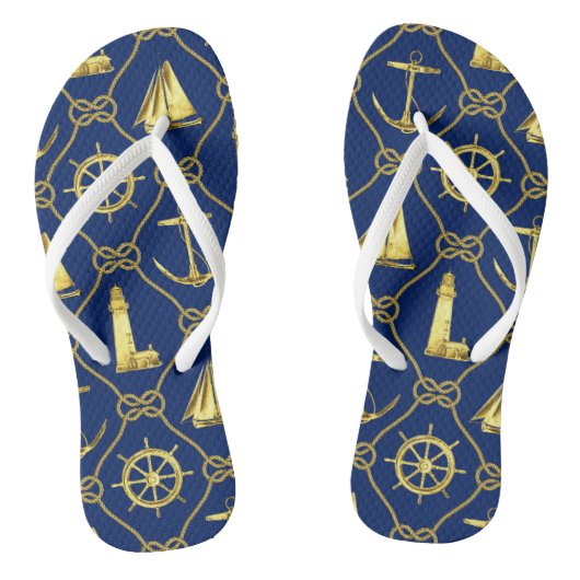 Blue Gold Nautical Teenslippers (Voetbed)