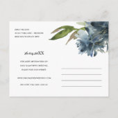 BLUE GOLD NAVY FLORAL WATERVERF BEWAREN DE DATUM AANKONDIGINGSKAART (Achterkant)