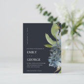 BLUE GOLD NAVY FLORAL WATERVERF BEWAREN DE DATUM AANKONDIGINGSKAART (Staand voorkant)