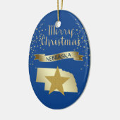 Blue Gold Nebraska Star Keramisch Ornament (Links)