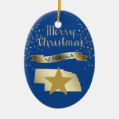 Blue Gold Nebraska Star Keramisch Ornament (Voorkant)