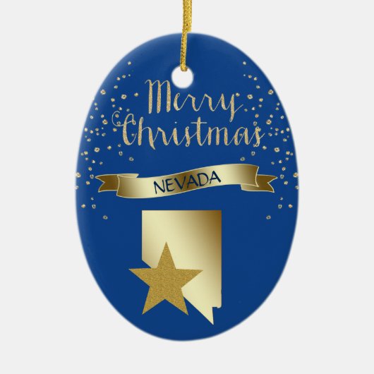 Blue Gold Nevada Star Keramisch Ornament (Voorkant)