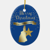 Blue Gold New Hampshire Star Keramisch Ornament (Voorkant)