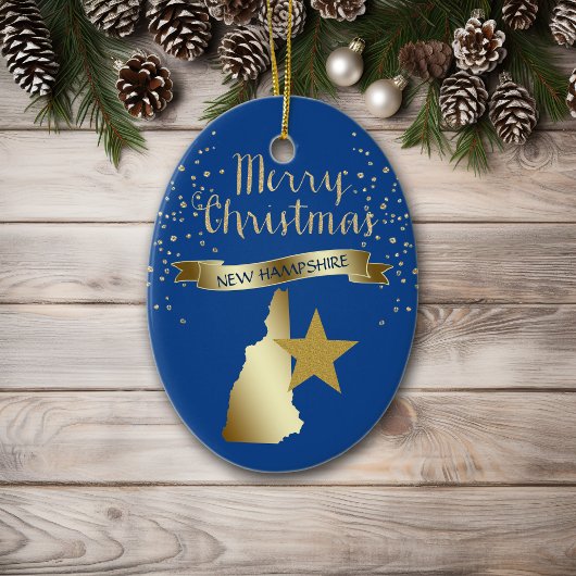 Blue Gold New Hampshire Star Keramisch Ornament