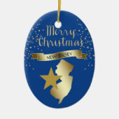 Blue Gold New Jersey Star Keramisch Ornament (Voorkant)