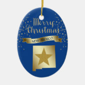 Blue Gold New Mexico Star Keramisch Ornament (Voorkant)