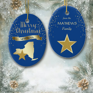 Blue Gold New York Star Keramisch Ornament
