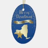 Blue Gold New York Star Keramisch Ornament (Links)