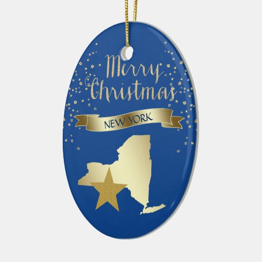Blue Gold New York Star Keramisch Ornament (Links)
