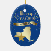 Blue Gold New York Star Keramisch Ornament (Voorkant)