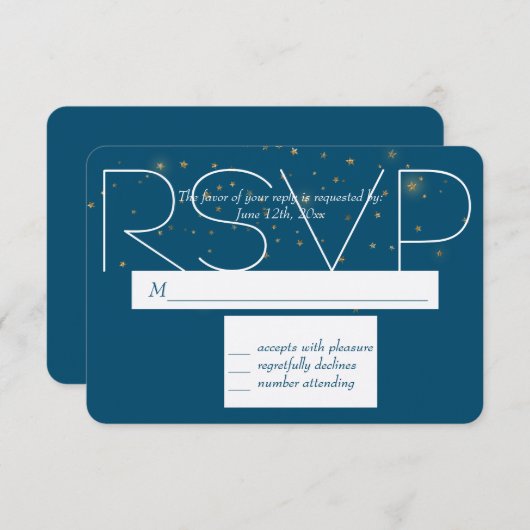 Blue Gold Night Under the Stars RSVP (Voorkant / Achterkant)