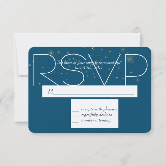 Blue Gold Night Under the Stars RSVP (Voorkant)
