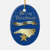 Blue Gold North Carolina Star Keramisch Ornament (Voorkant)