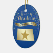 Blue Gold North Dakota Star Keramisch Ornament (Links)