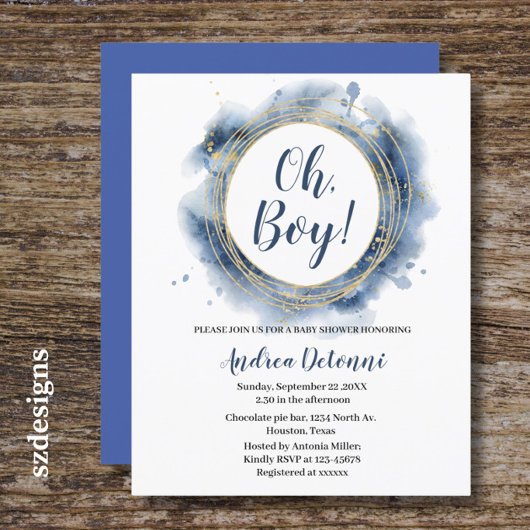  Blue Gold  Oh boy Baby Shower 