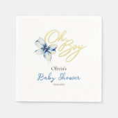 Blue & Gold “Oh Boy” Gold Typography Baby Shower Servet (Voorkant)