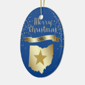 Blue Gold Ohio Star Keramisch Ornament (Links)