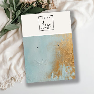 Blue Gold Oil Paint Texture Logo Earring Holder Visitekaartje