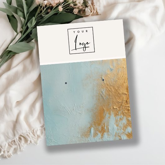 Blue Gold Oil Paint Texture Logo Earring Holder Visitekaartje
