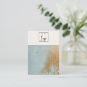 Blue Gold Oil Paint Texture Logo Earring Holder Visitekaartje (Staand voorkant)