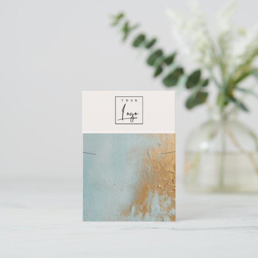 Blue Gold Oil Paint Texture Logo Ketting Display Visitekaartje (Staand voorkant)