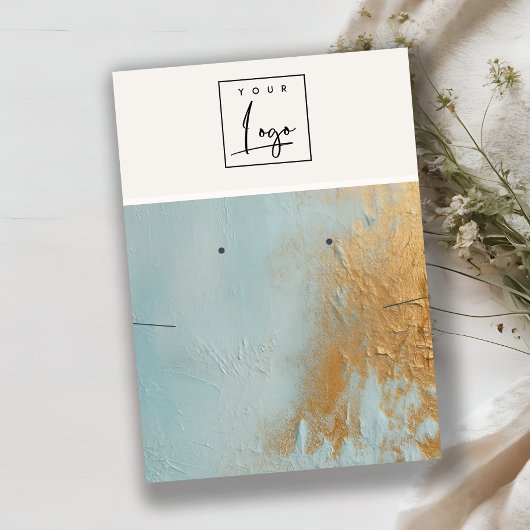 Blue Gold Oil Paint Texture Logo Oorbel Ketting Visitekaartje