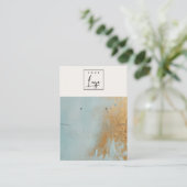 Blue Gold Oil Paint Texture Logo Oorbel Ketting Visitekaartje (Staand voorkant)