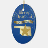 Blue Gold Oklahoma Star Keramisch Ornament (Links)