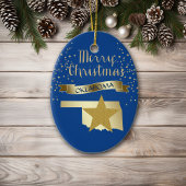 Blue Gold Oklahoma Star Keramisch Ornament