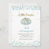 Blue Gold Onze pompoen draait één uitnodiging (Voorkant)