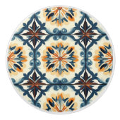 Blue Gold Orange and Brown Pattern  Keramische Knop (Voorkant)