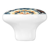 Blue Gold Orange and Brown Pattern  Keramische Knop (Zijkant)