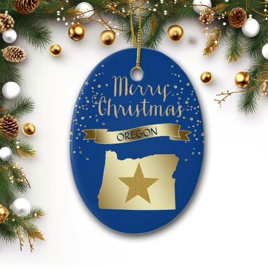 Blue Gold Oregon Star Keramisch Ornament