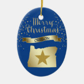 Blue Gold Oregon Star Keramisch Ornament (Voorkant)