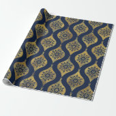 " BLUE & GOLD ORNAMENT" CADEAUPAPIER (Uitgerold)