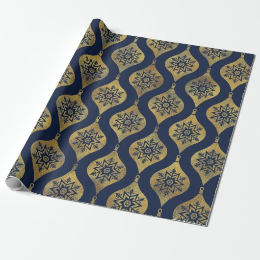" BLUE & GOLD ORNAMENT" CADEAUPAPIER (Uitgerold)