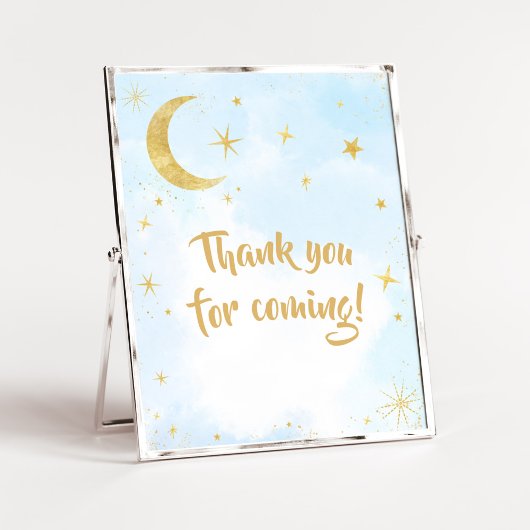 Blue Gold Over The Moon Baby Bedankt voor uw komst Poster