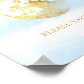 Blue Gold Over the Moon Favors Baby shower teken Poster (Hoek)