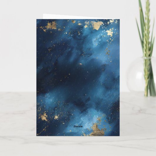 Blue & Gold Paint Verjaardag Kaart (Achterkant)
